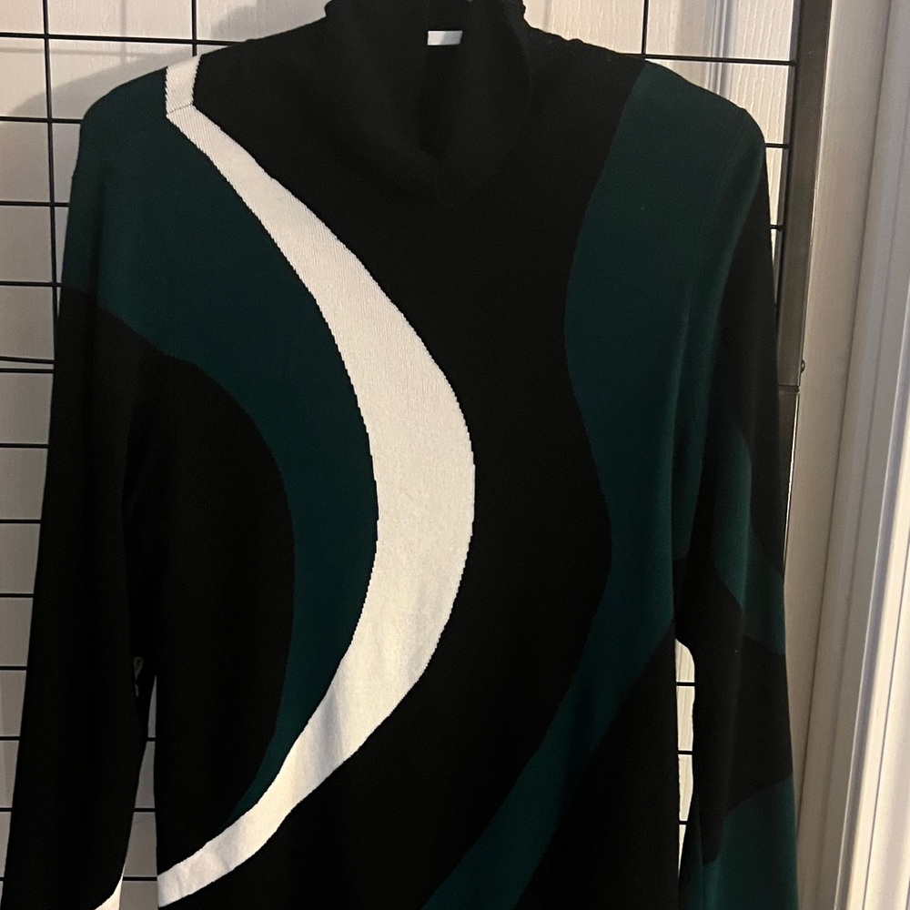 Chico's Black and White Turtleneck Sweater - Picture 2 of 3